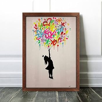 【額縁付き】 Banksy バンクシー A2ポスター ① Amazon.co.jp: バンクシー 1+1=ハート フレーム付き ポスター